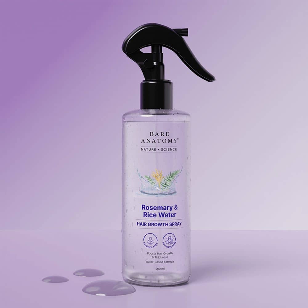 Bare Anatomy Rosemary Water Spray for Hair Growth, 100% Natural Hair Spray, 200 ml