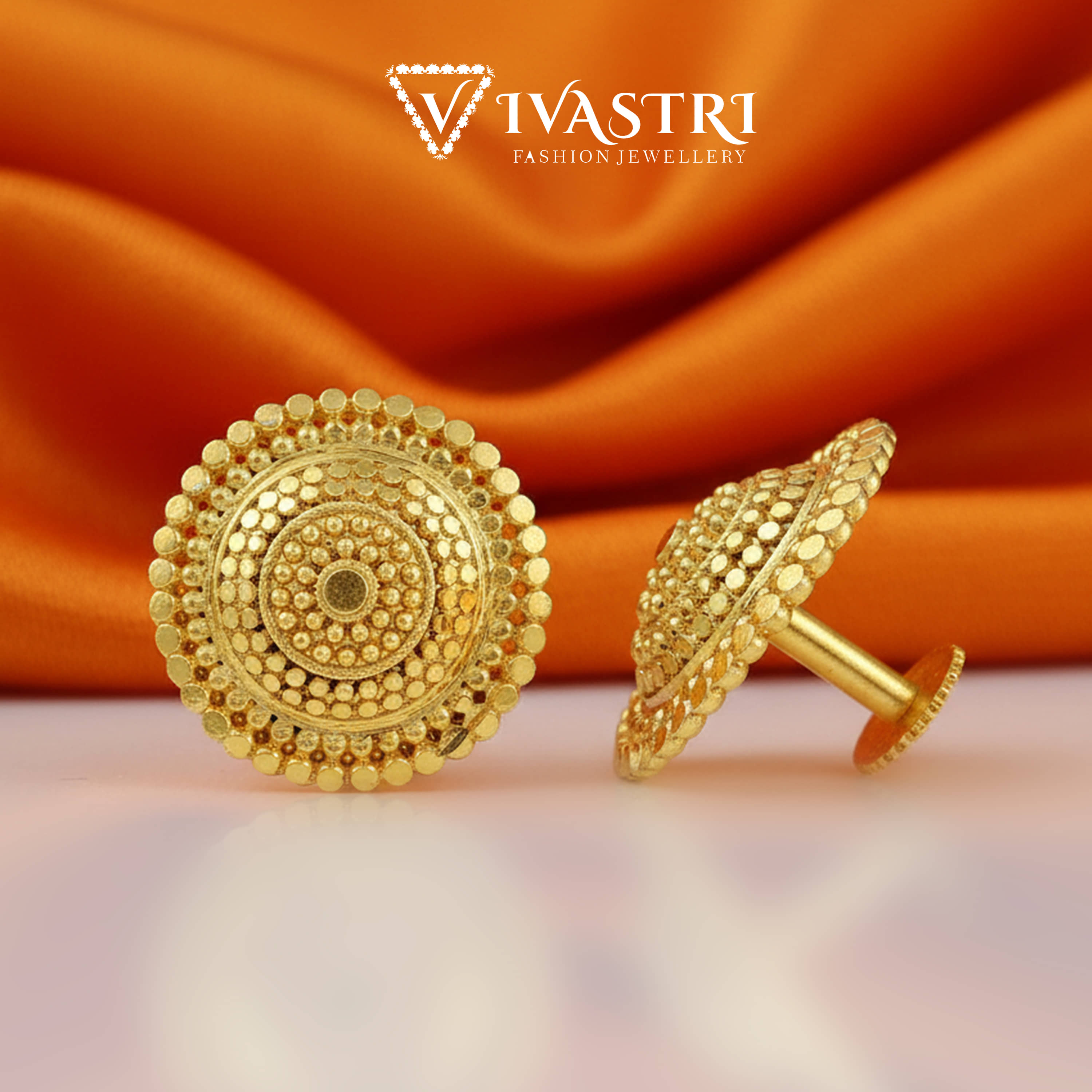 VIVASTRI Golden Stud Earrings ( Pack of 1 ) - Earrings | Buy online on ZillyBuy