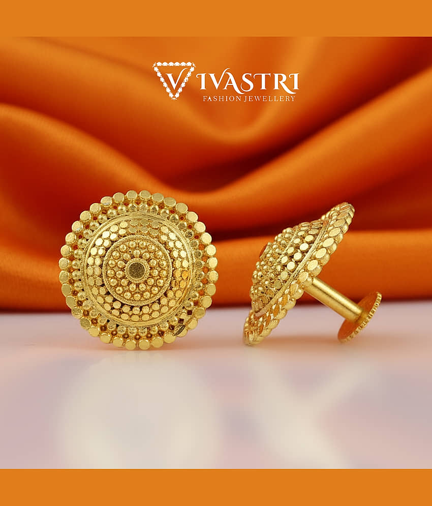 VIVASTRI Golden Stud Earrings ( Pack of 1 ) - Earrings | Buy online on ZillyBuy