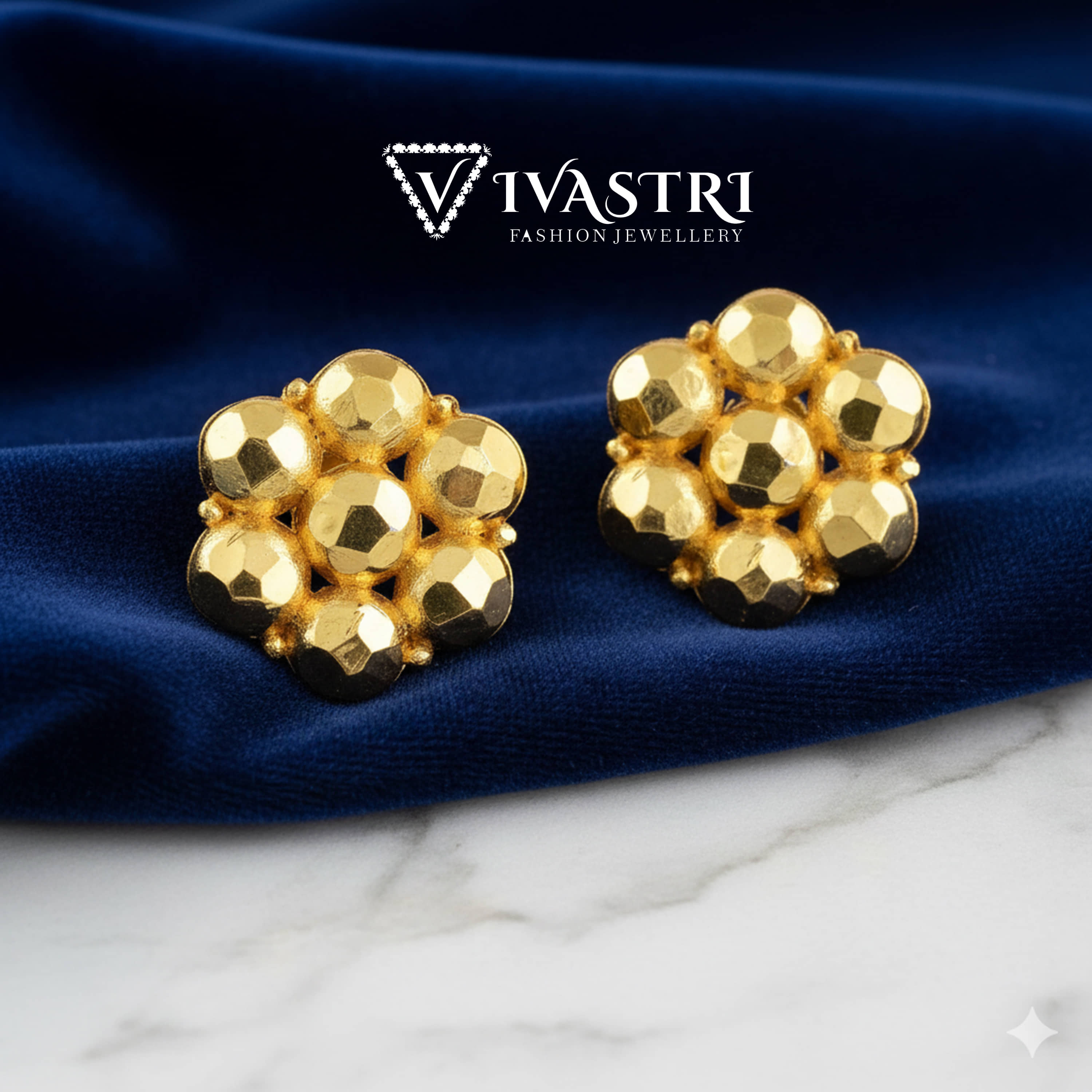 VIVASTRI Golden Stud Earrings ( Pack of 1 ) - Earrings | Buy online on ZillyBuy