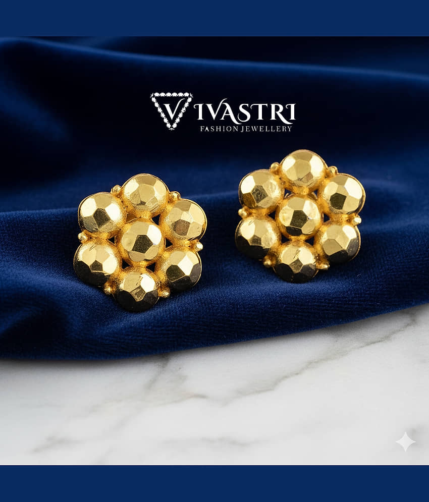 VIVASTRI Golden Stud Earrings ( Pack of 1 ) - Earrings | Buy online on ZillyBuy
