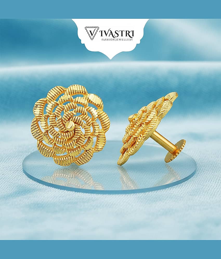 VIVASTRI Golden Stud Earrings ( Pack of 1 ) - Earrings | Buy online on ZillyBuy