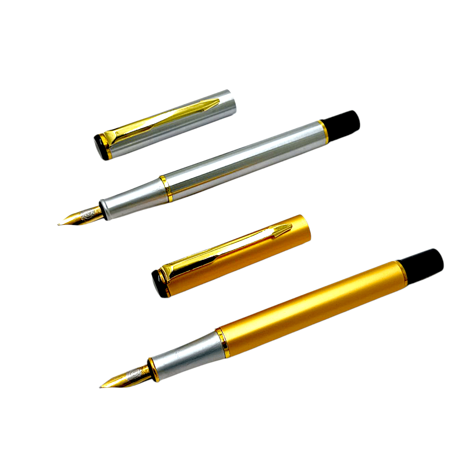 auteur Excutive 801 Fountain Pen Silver & Golden Metal Body Fine Nib With Gold Plated Clip Arrow Clip Best Calligraphy Gift Pen For Men & Women Professional Executive Office, Nice Pens (Pack Of 2)