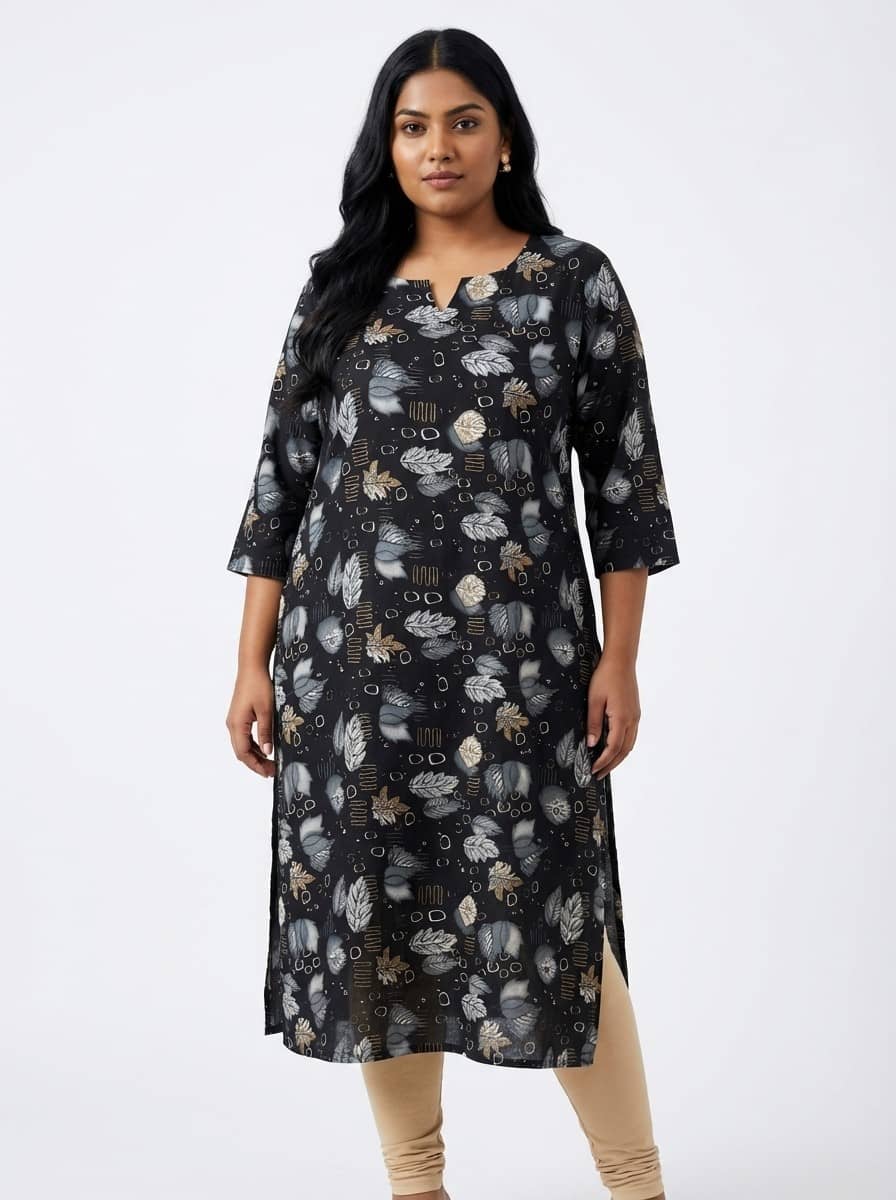 Swasti Women Crepe Printed Straight Kurti ( Black ) - Kurtis, Tunics | Buy online on ZillyBuy
