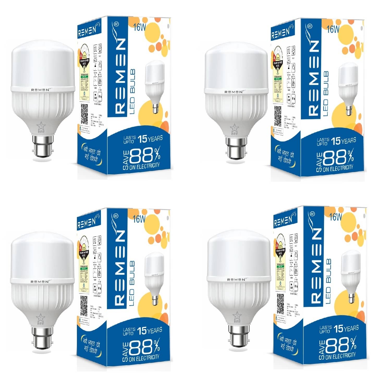 Remen 16W Cool Day Light LED Bulb ( Pack of 4 )