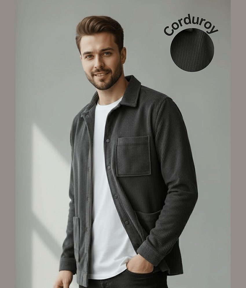 Rigo Corduroy Men's Casual Jacket - Grey ( Pack of 1 ) - Jackets & Coats | Buy online on ZillyBuy