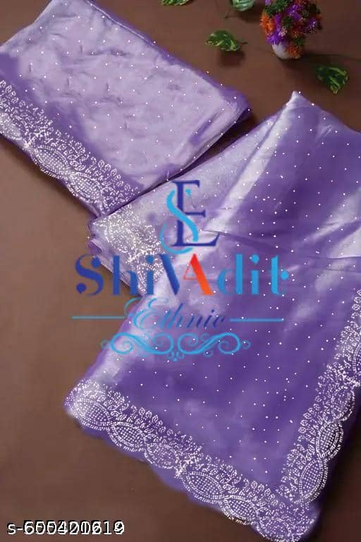 Shivadit ethnic JImmy Choo Embellished Regular Saree With Unstitched Blouse Piece ( Lavender ) - Sarees | Buy online on ZillyBuy