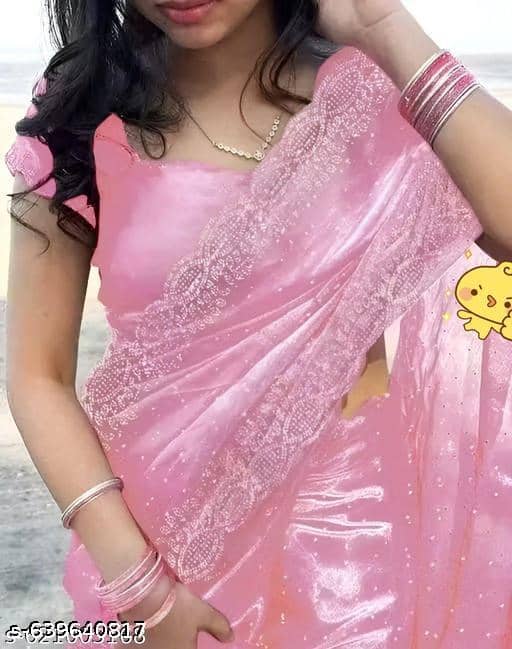 Shivadit ethnic JImmy Choo Embellished Regular Saree With Unstitched Blouse Piece ( Pink ) - Sarees | Buy online on ZillyBuy