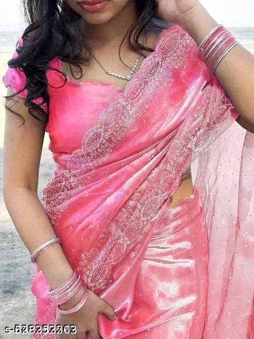 Shivadit ethnic JImmy Choo Embellished Regular Saree With Unstitched Blouse Piece ( Pink ) - Sarees | Buy online on ZillyBuy