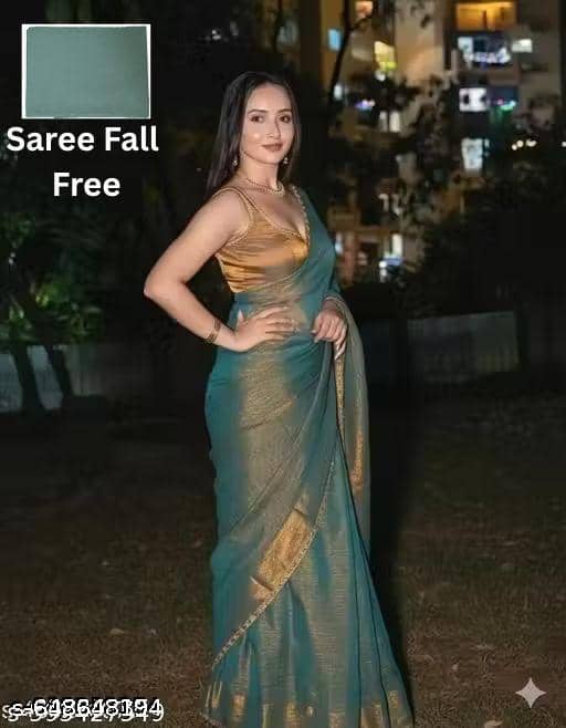 Shivadit ethnic JImmy Choo Solid Regular Saree With Unstitched Blouse Piece ( Gold ) - Sarees | Buy online on ZillyBuy