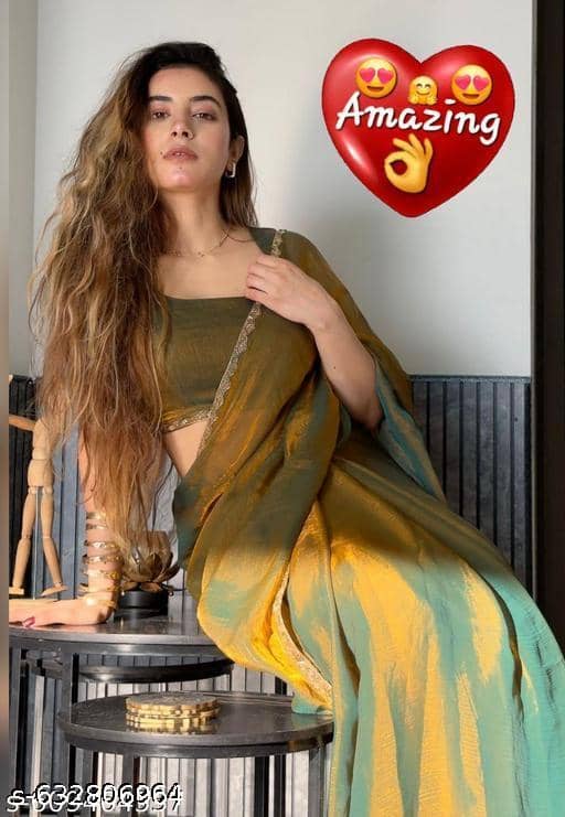 Shivadit ethnic JImmy Choo Solid Regular Saree With Unstitched Blouse Piece ( Gold ) - Sarees | Buy online on ZillyBuy