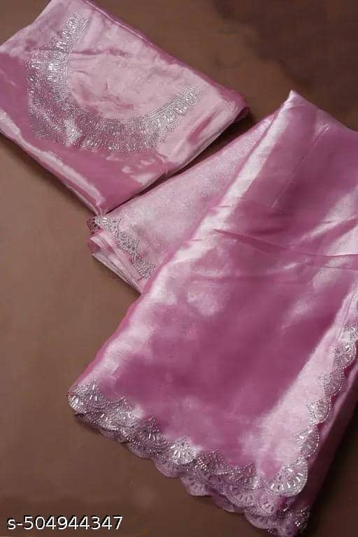 Shivadit ethnic JImmy Choo Solid Regular Saree With Unstitched Blouse Piece ( Pink ) - Sarees | Buy online on ZillyBuy