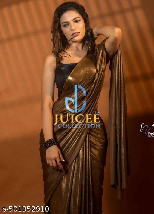 Shivadit ethnic Lycra Solid Regular Saree With Unstitched Blouse Piece ( Black ) - Sarees | Buy online on ZillyBuy