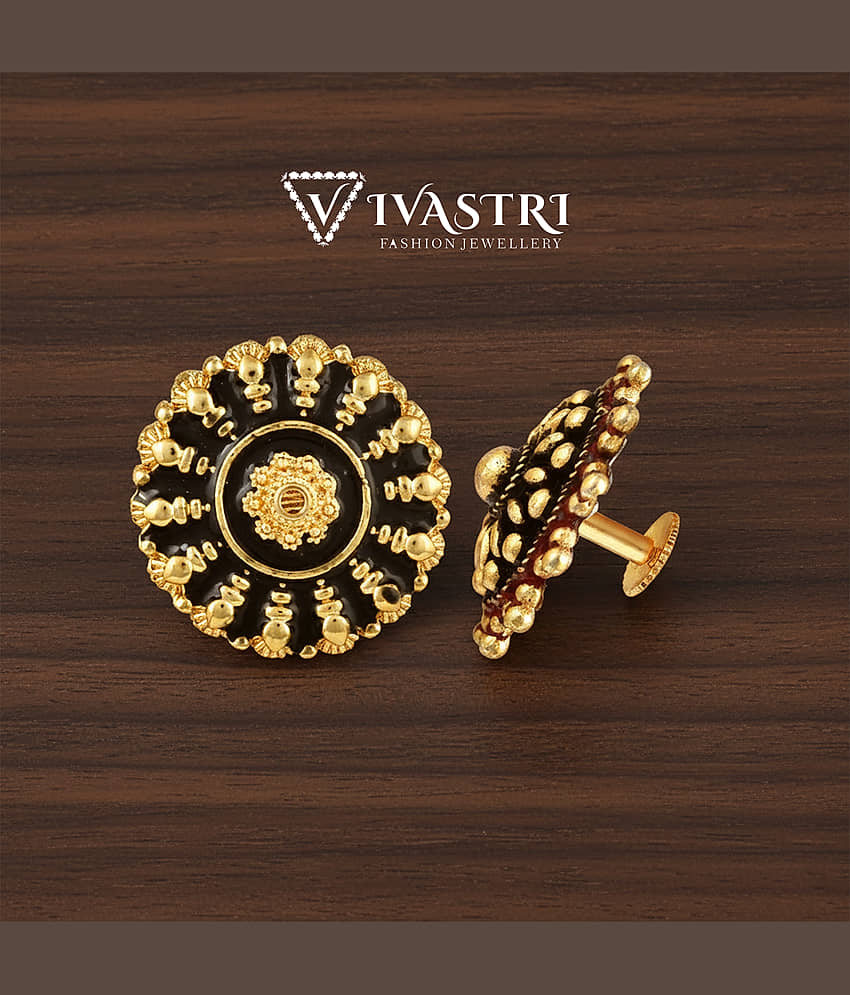 VIVASTRI Golden Stud Earrings ( Pack of 1 ) - Earrings | Buy online on ZillyBuy
