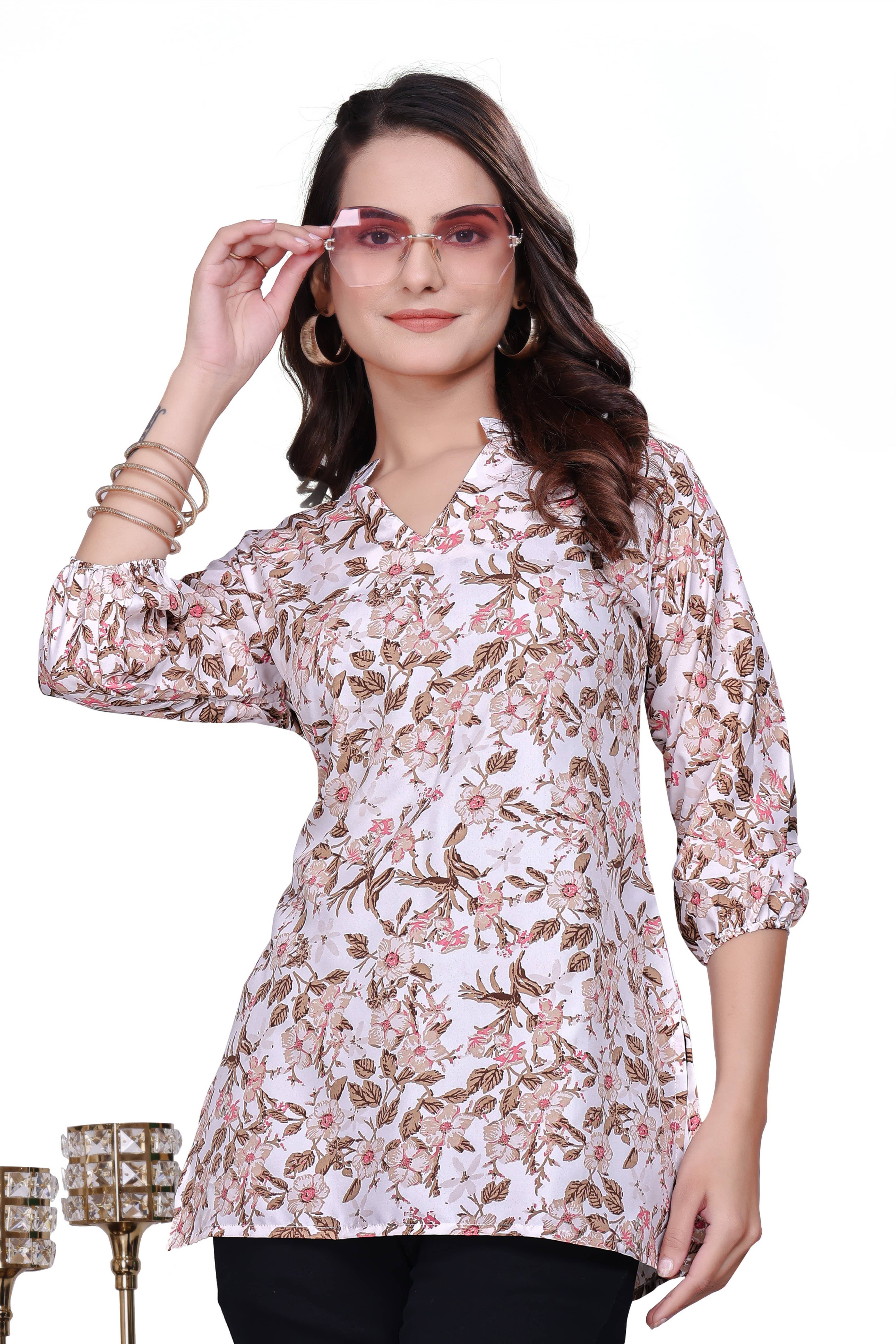 ZELZIS Women's Crepe Tunic ( White )