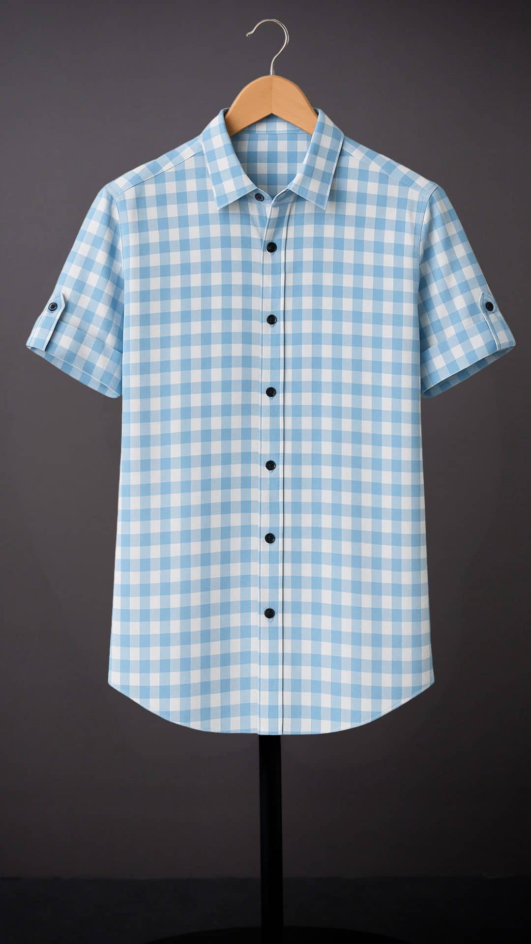IQIVLI Cotton Blend Regular Fit Checks Half Sleeves Men's Casual Shirt - Light Blue ( Pack of 1 )