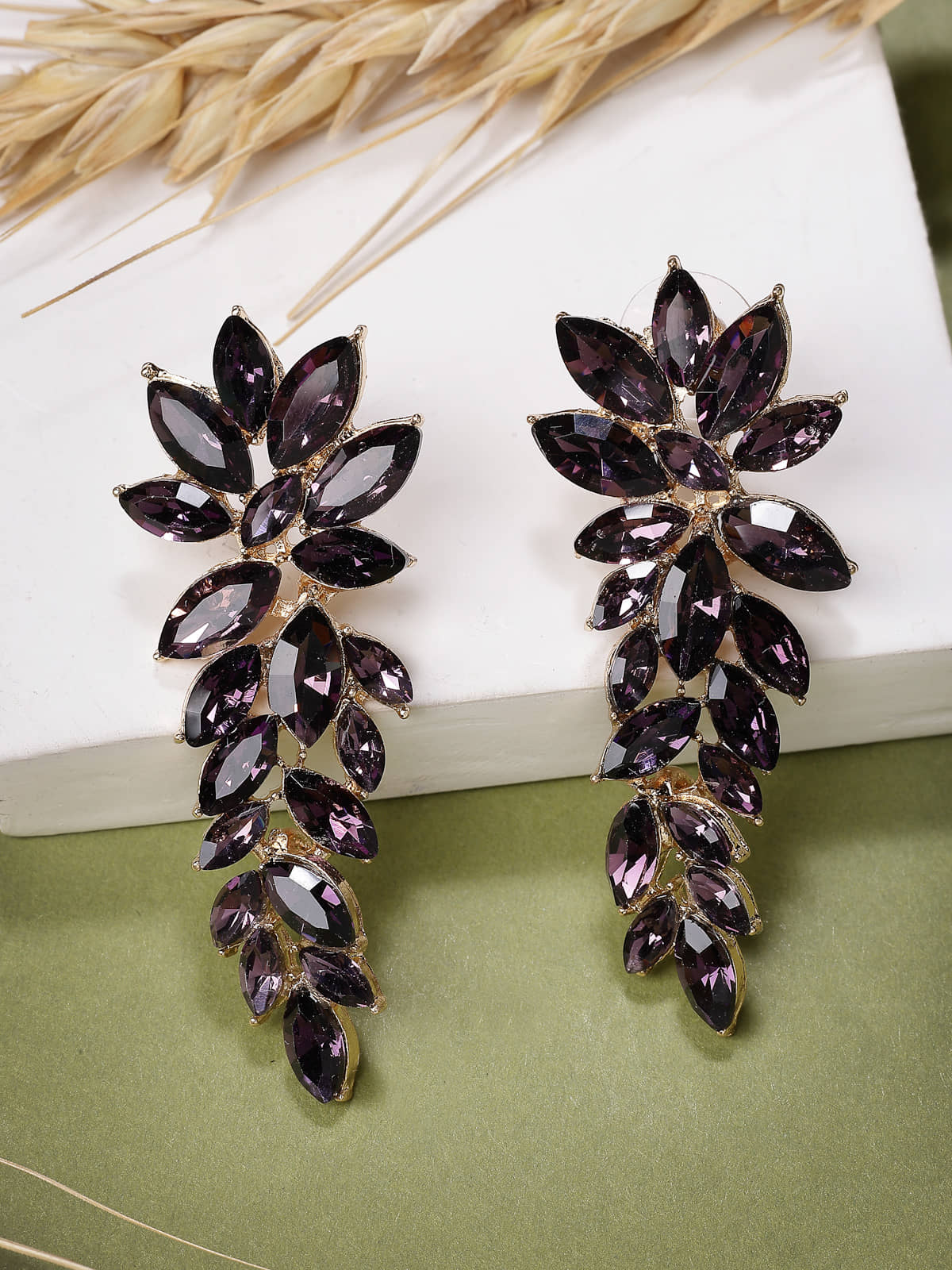Scintillare by Sukkhi Purple Danglers Earrings ( Pack of 1 ) - Earrings | Buy online on ZillyBuy