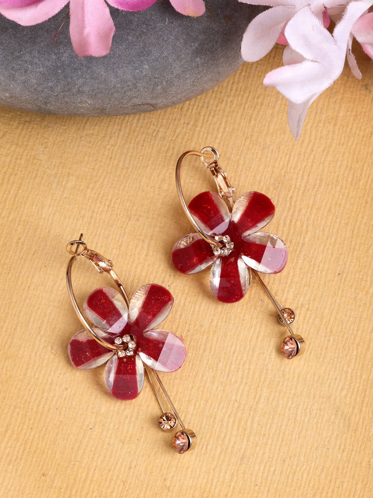 Scintillare by Sukkhi Red Danglers Earrings ( Pack of 1 ) - Earrings | Buy online on ZillyBuy