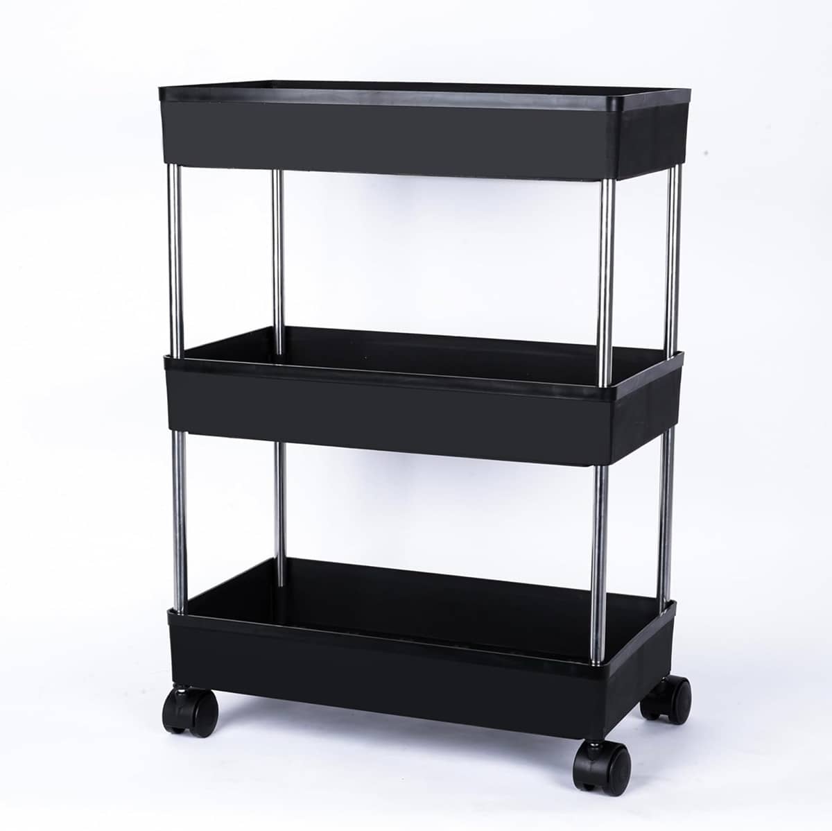 3 Layer Multi Purpose Plastic Trolly With Dish Rack For Fruit & Vegetable Storage Basket For Kitchen/Bedroom/Food/Toy/Snack Storage Basket