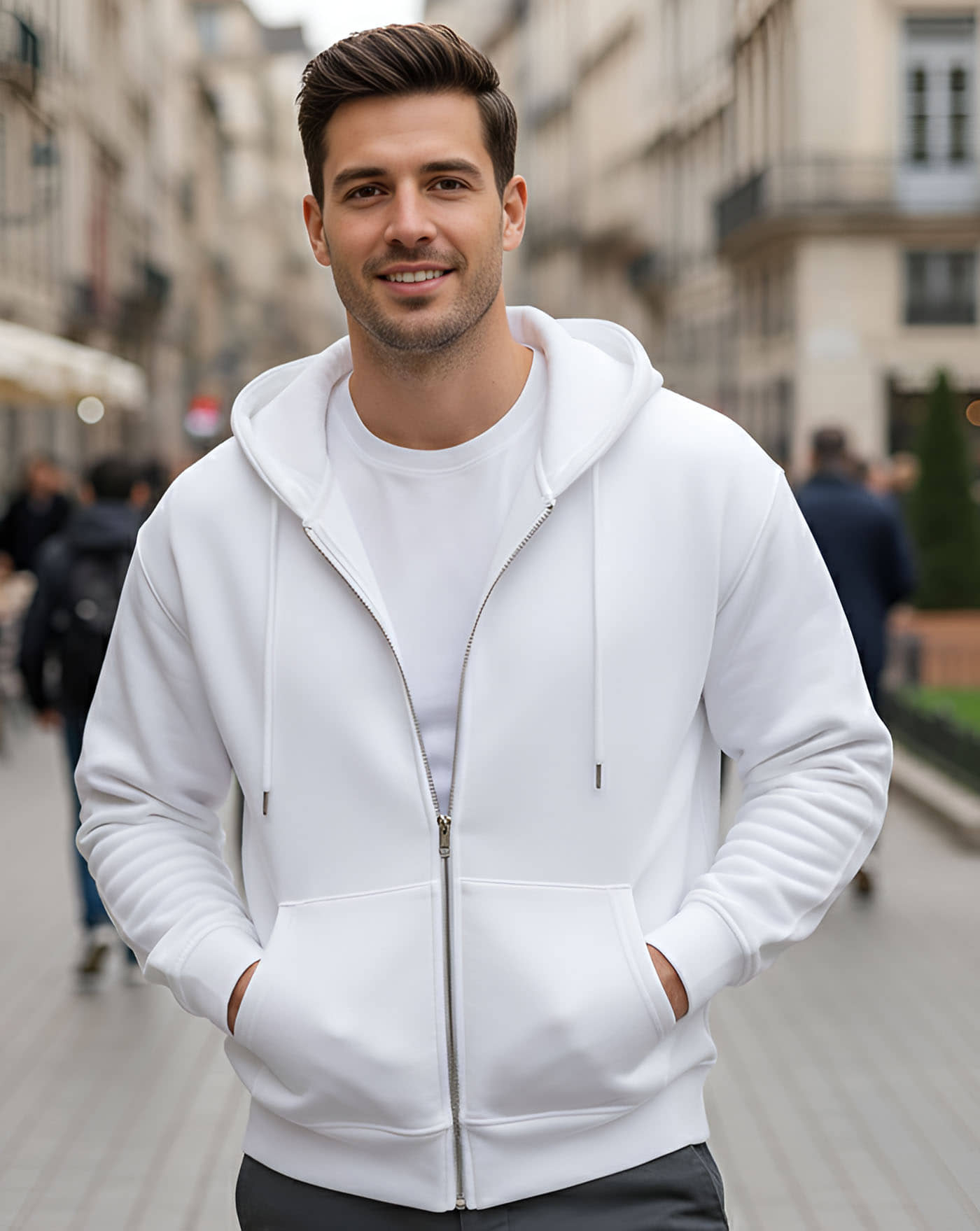 AUSK Fleece Hooded Men's Sweatshirt - White ( Pack of 1 )