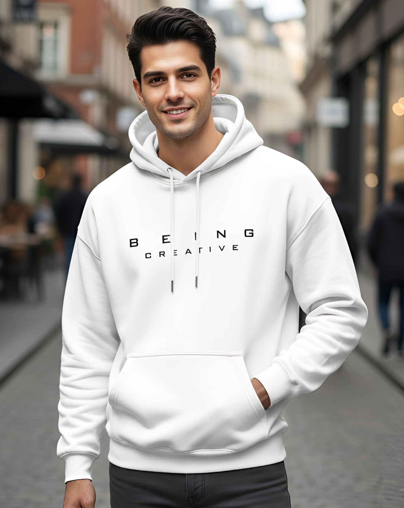 AUSK Fleece Hooded Men's Sweatshirt - White ( Pack of 1 )