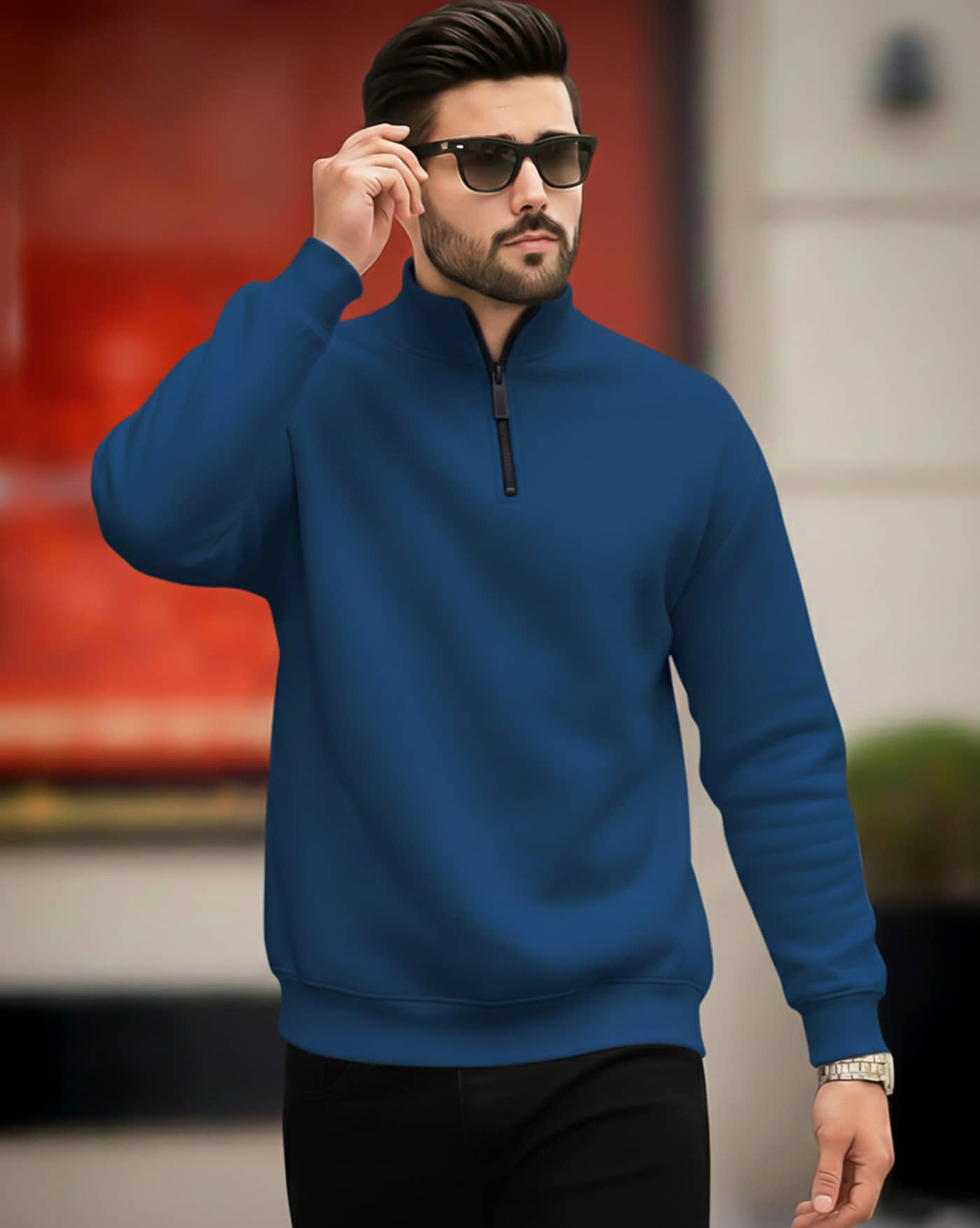 AUSK Fleece Turtle Neck Men's Sweatshirt - Teal Blue ( Pack of 1 )