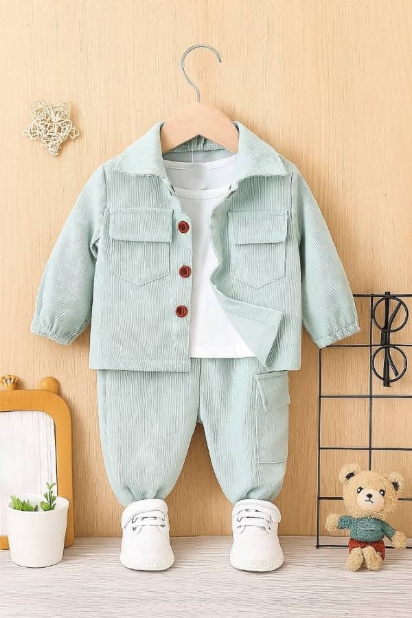 Ocvito Pack of 1 Boys Woollen Shirt & Pants Set ( Purple )