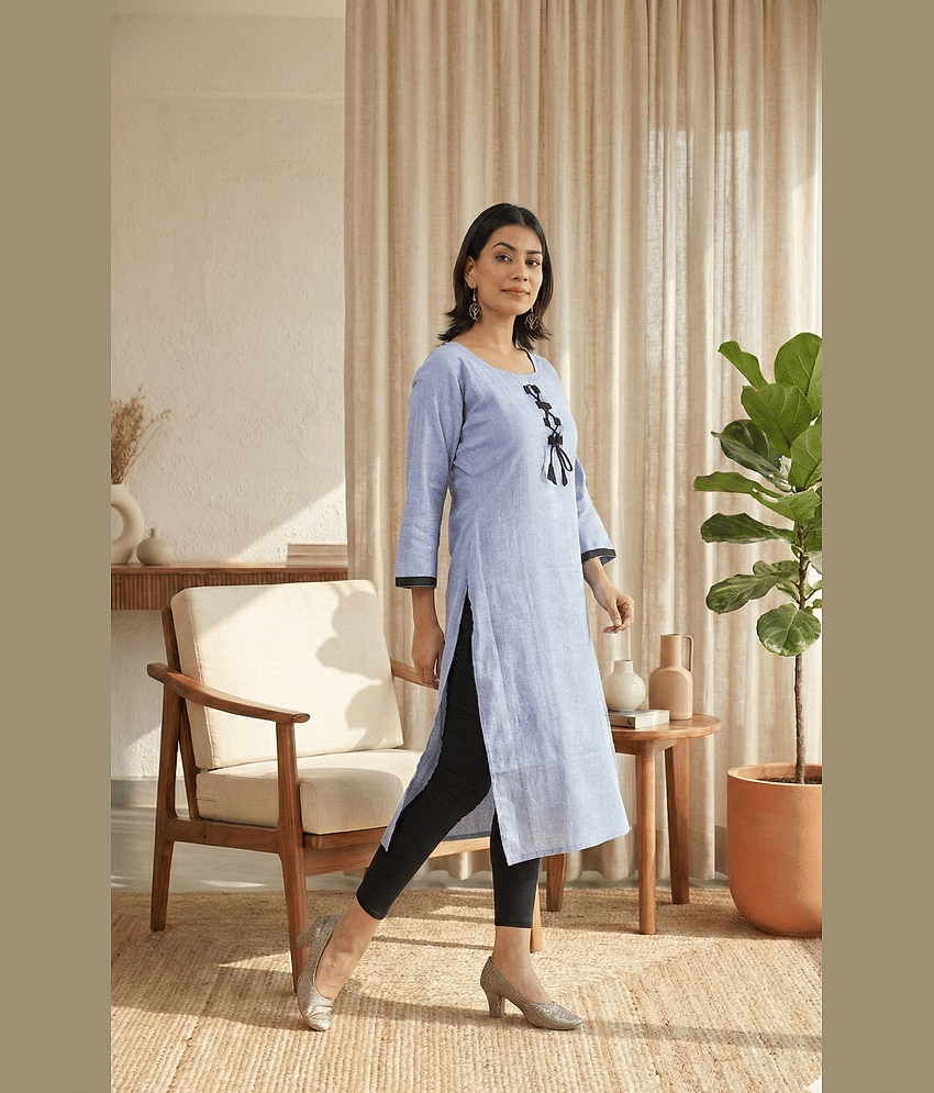 DESHBANDHU DBK - Blue Cotton Women's Straight Kurti ( Pack of 1 ) - Kurtis, Tunics | Buy online on ZillyBuy