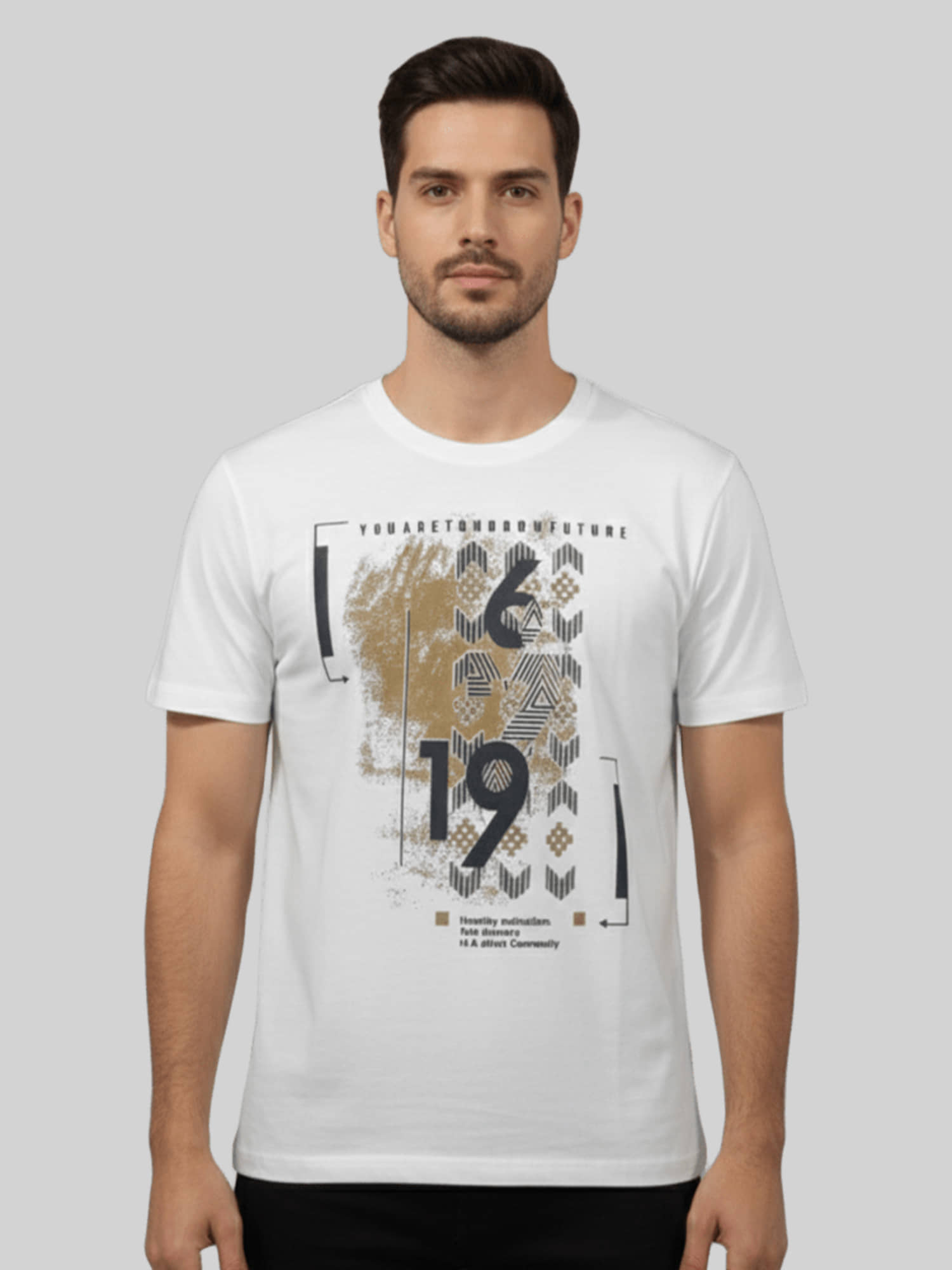Dollar Men Cotton Regular Fit Printed T-Shirt ( White )