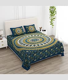K.D.PRINTS Multicolor Cotton 1 Double Bedsheet with 2 Pillow Covers ( 215 cm x 240 cm )