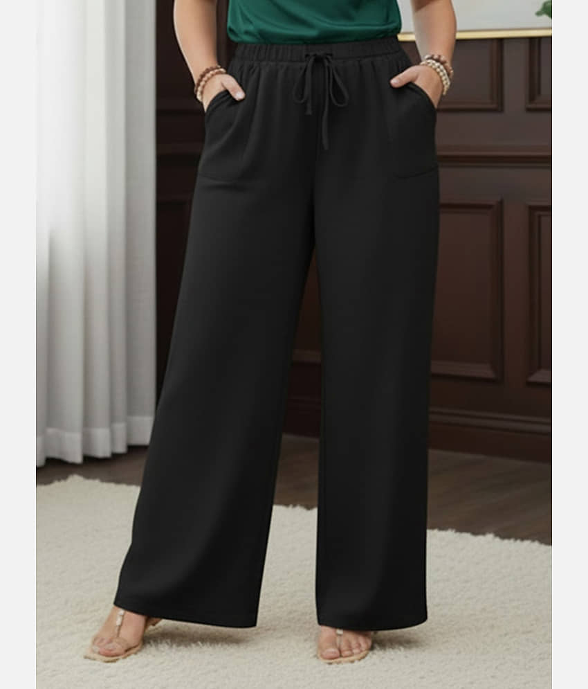 DE TRENDZ Women Cotton Wide Leg Trousers ( Black ) - Trousers | Buy online on ZillyBuy