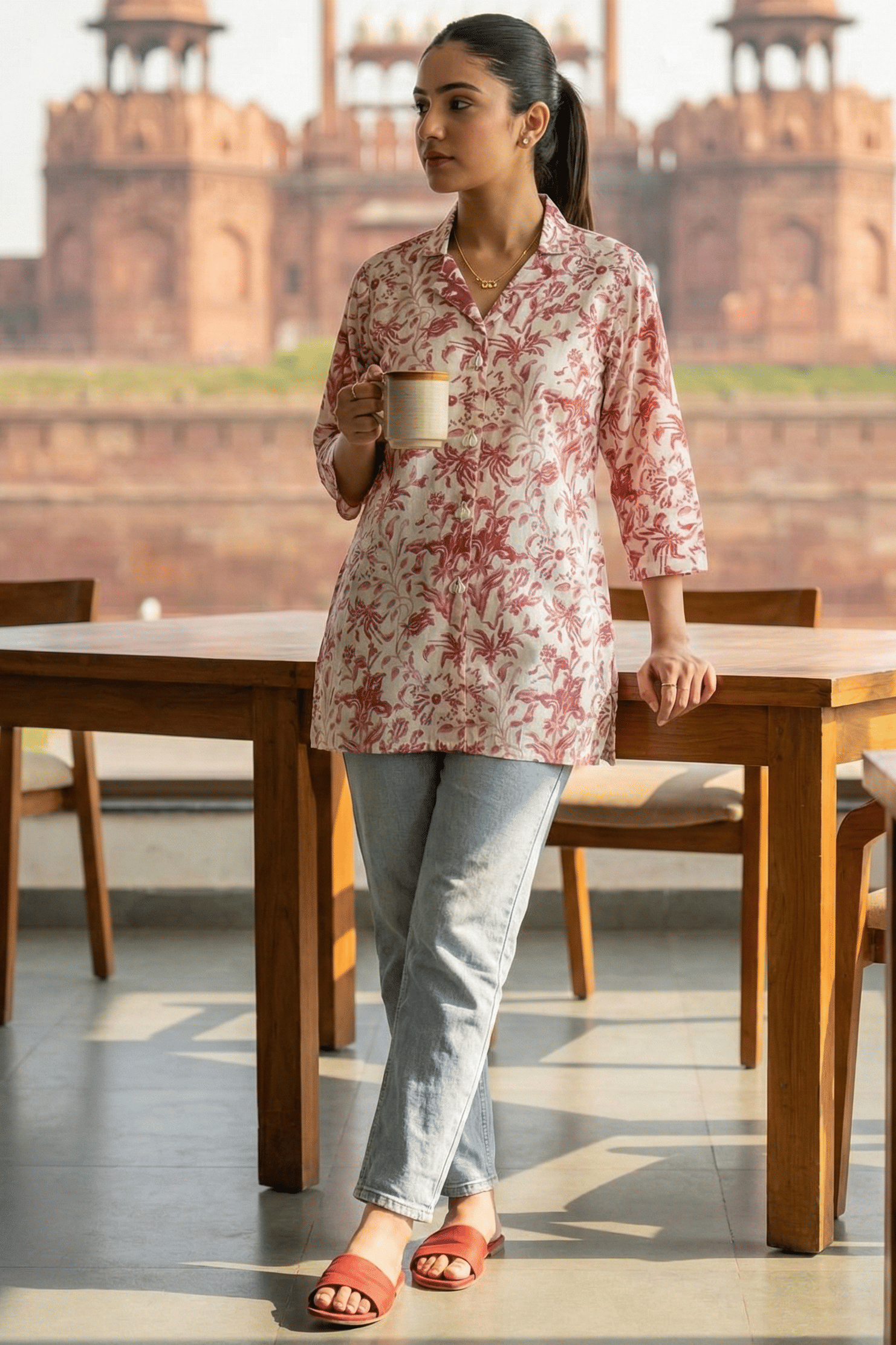 Wonder Weaves Women 100% Cotton Printed Straight Kurti ( White ) - Kurtis, Tunics | Buy online on ZillyBuy