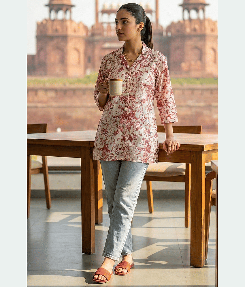 Wonder Weaves Women 100% Cotton Printed Straight Kurti ( White ) - Kurtis, Tunics | Buy online on ZillyBuy