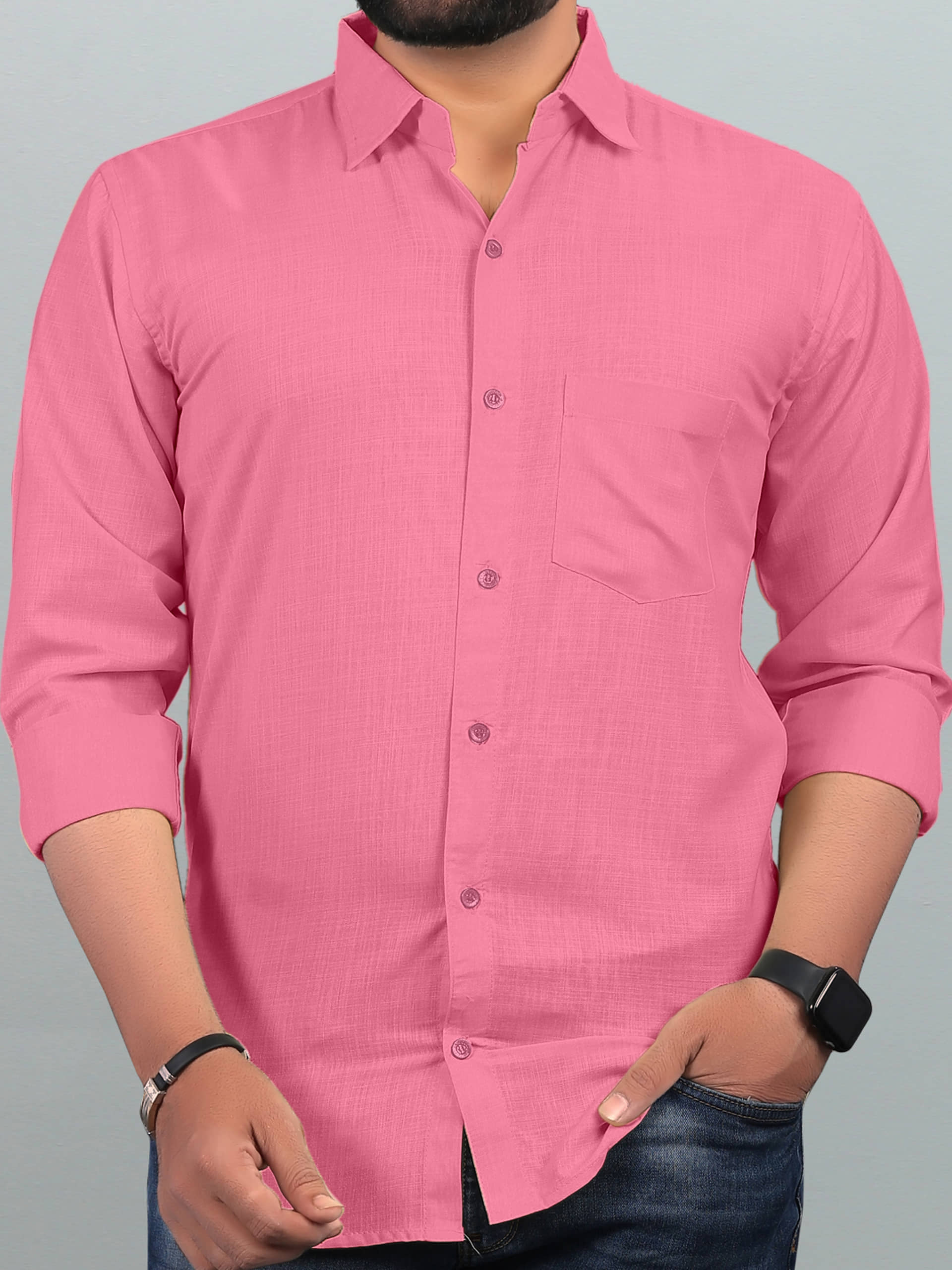 BOUGHT FIRST Cotton Blend Regular Fit Full Sleeves Men's Formal Shirt - Pink ( Pack of 1 )