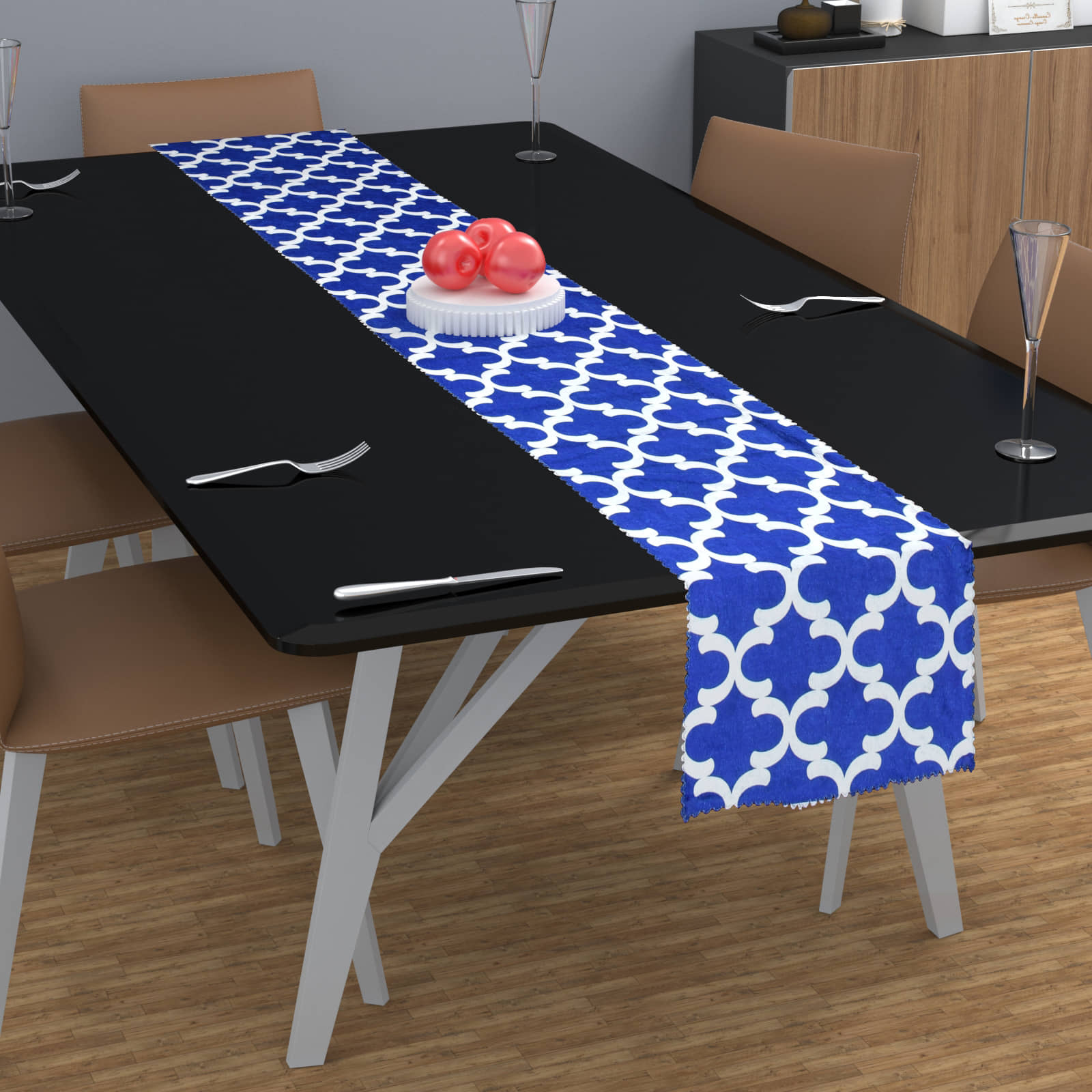 GoCose Home Cotton 6 Seater Dinning Table Runner ( 152 cm x 30 cm ) Single - Blue