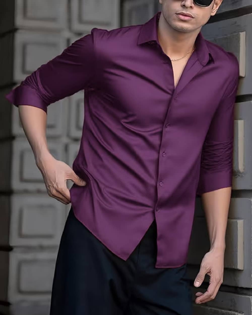 KITWELL Satin Regular Fit Solids Full Sleeves Men's Casual Shirt - Brown ( Pack of 1 )