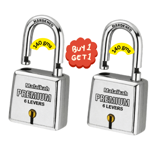 Malaikah Premium 6-Levers Heavy Duty Padlock for Main Gates & Home Security – 140 Grams Solid Build – [Buy 1 Get 1 Free Offer]