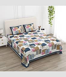 Pure Loom Multicolor Cotton 1 Double Bedsheet with 2 Pillow Covers ( 240 cm x 215 cm )