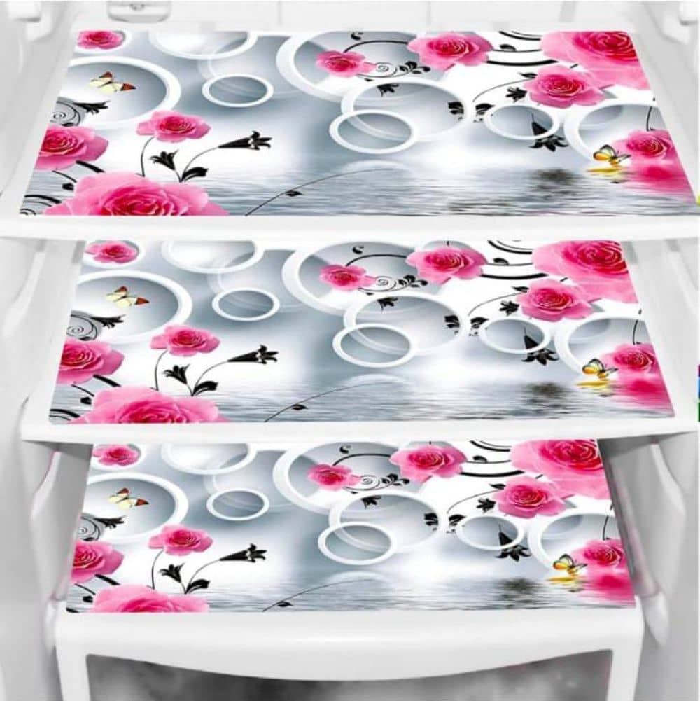 Suraj Enterprise PVC Colorblock Fridge Mats ( 30 45 ) Pack of 4 - Multicolor
