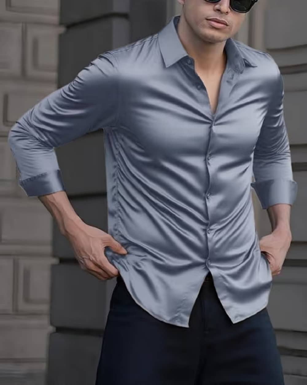 bluecorp enterprise Satin Regular Fit Solids Full Sleeves Men's Casual Shirt - Green ( Pack of 1 )
