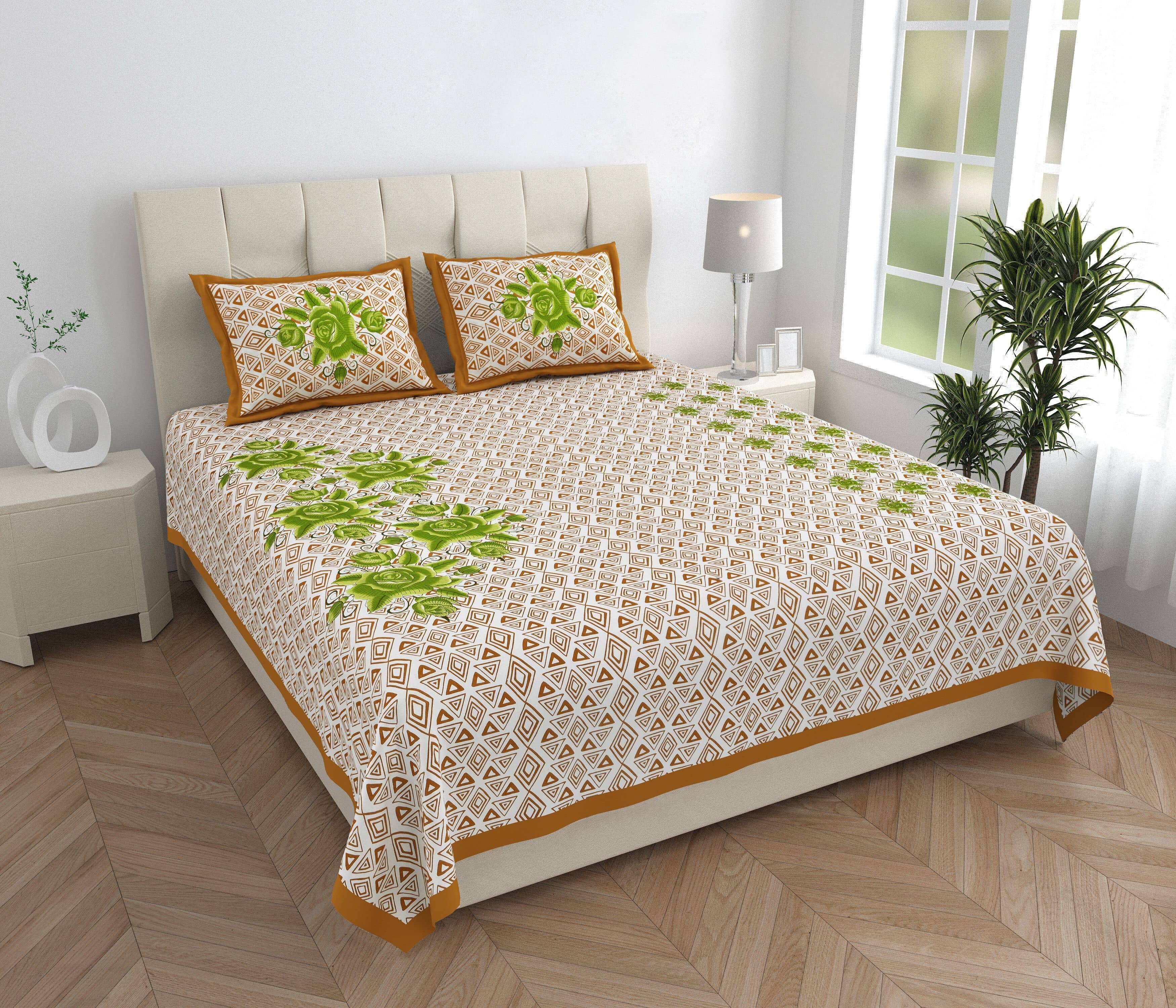 ABHACLOTHO Brown Cotton 1 Double Bedsheet with 2 Pillow Covers ( 230 cm x 210 cm )
