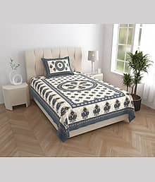 ABHACLOTHO Grey Cotton 1 Single Bedsheet with 1 Pillow Cover ( 215 cm x 150 cm )