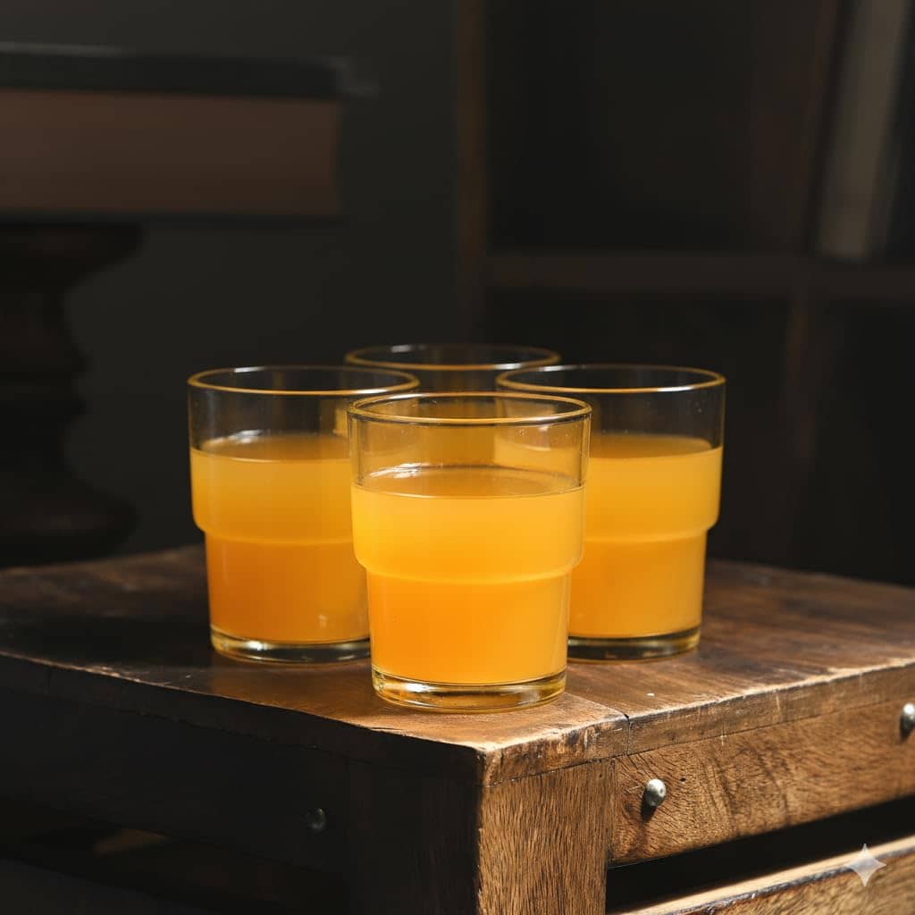 AFAST Classic Juice Glass Glass Plain Juice Glass 200 ml ( Pack of 4 ) Transparent
