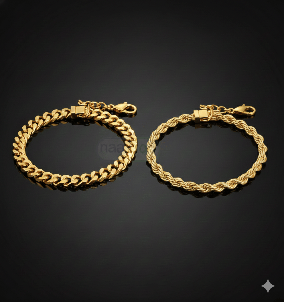 Fadiso Fashion Golden Bracelet ( Pack of 2 ) - Bangles & Bracelets | Buy online on ZillyBuy