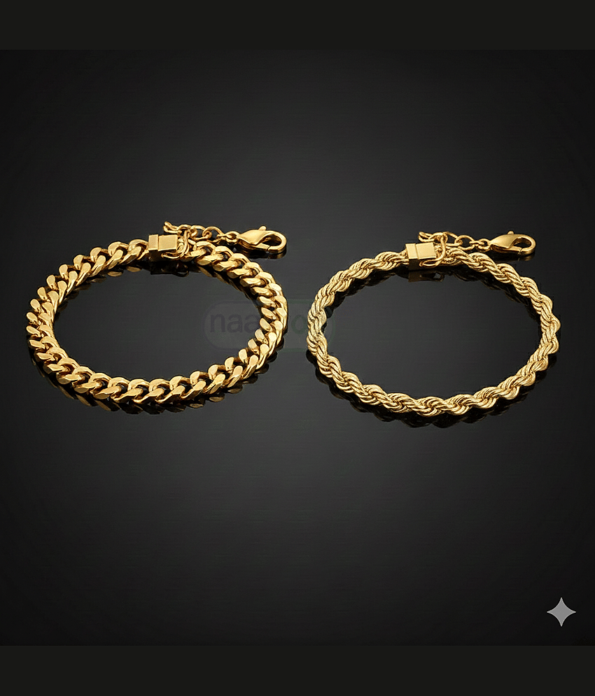 Fadiso Fashion Golden Bracelet ( Pack of 2 ) - Bangles & Bracelets | Buy online on ZillyBuy