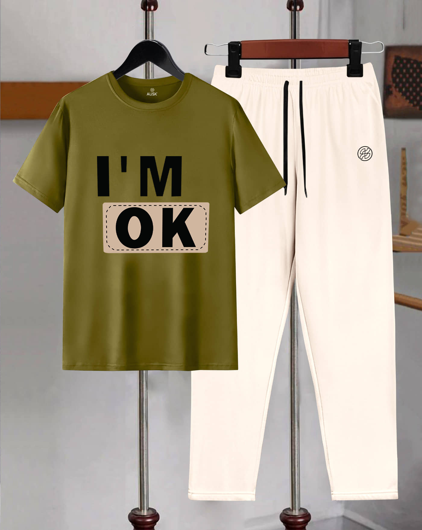 AOOSH Green Cotton Blend Regular Fit Men's Tracksuit ( Pack of 2 )