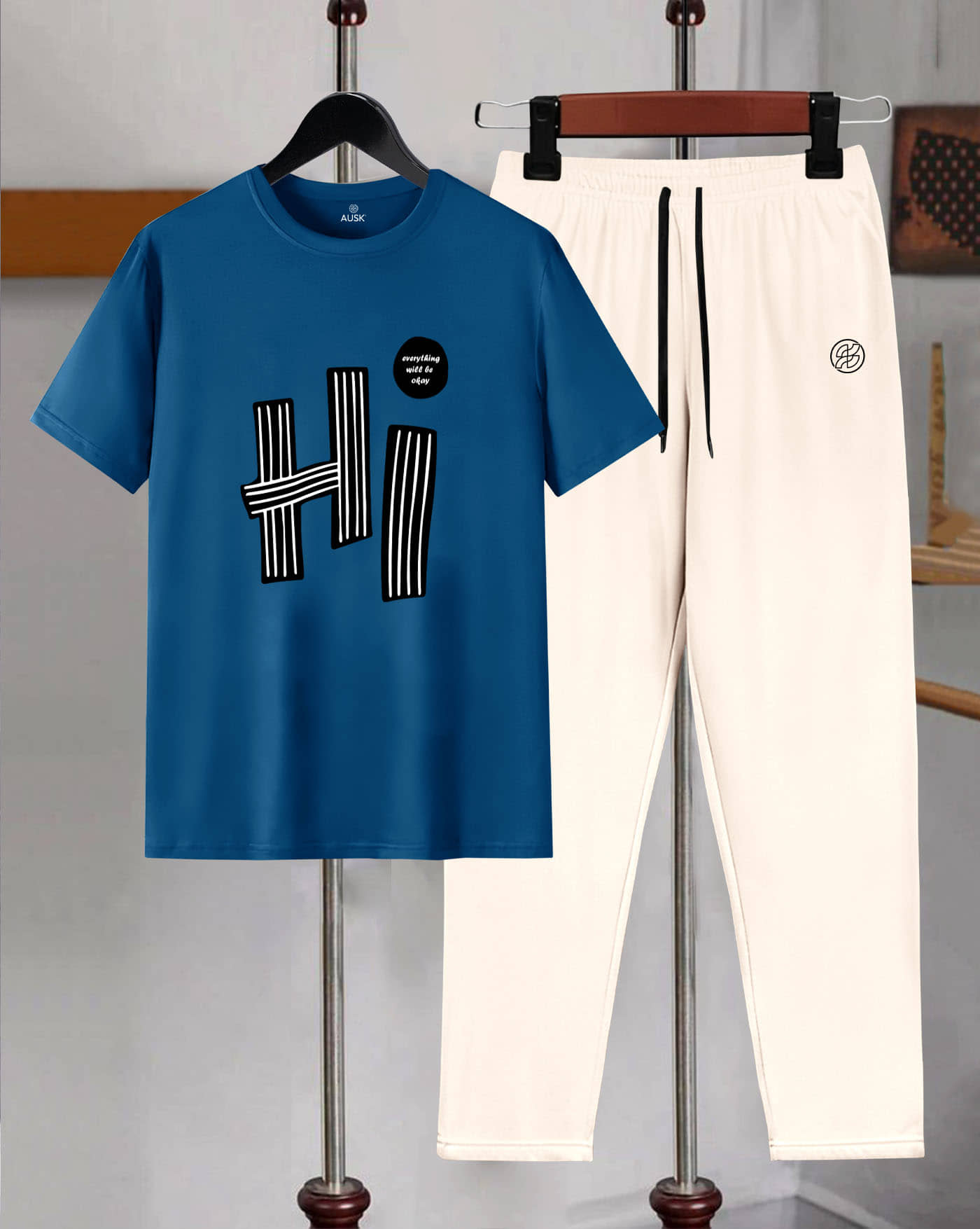 AUSK Maroon Cotton Blend Regular Fit Men's Tracksuit ( Pack of 2 )