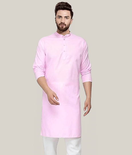 Balaji's Cotton Blend Plain Regular Kurta For Men ( Light Pink ) - Kurtas & Kurta Sets | Buy online on ZillyBuy