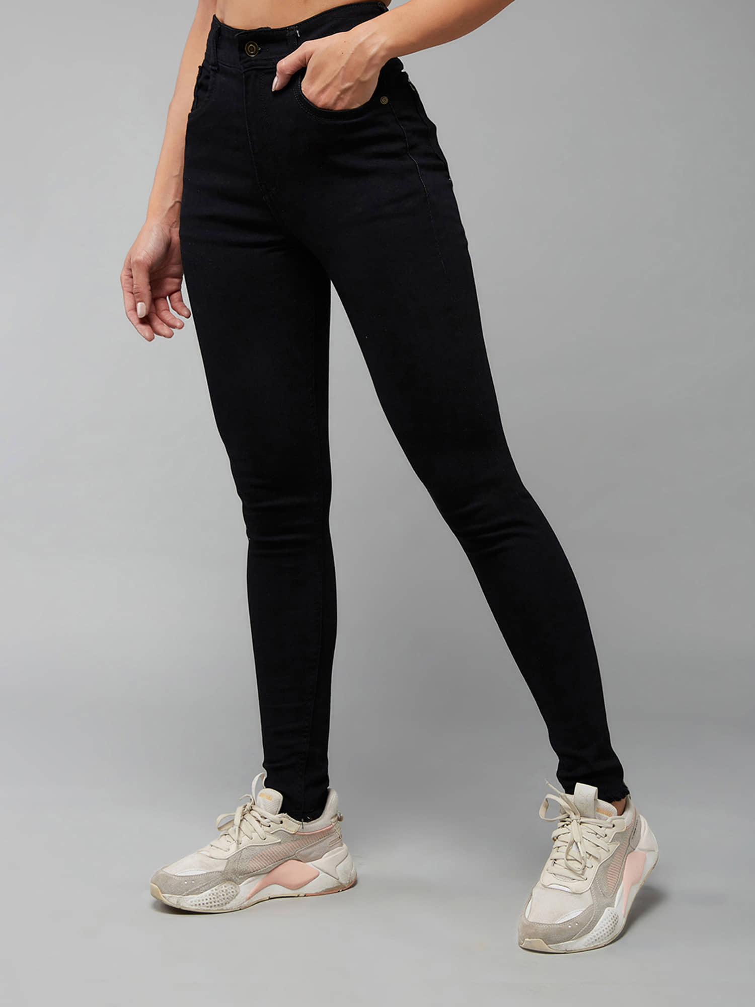 Dolce Crudo Women's Slim Fit High-Rise Jeans ( Black ) - Jeans | Buy online on ZillyBuy