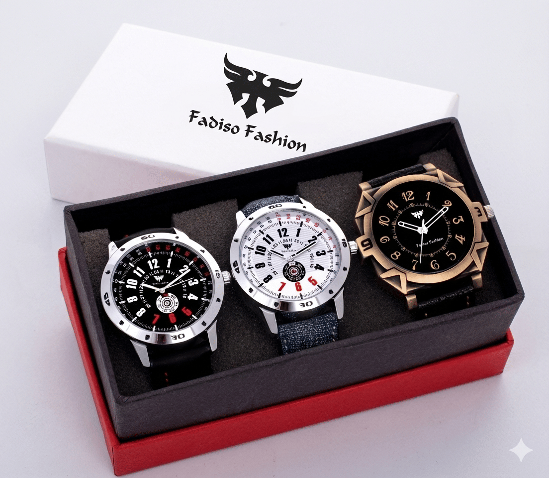 Fadiso Fashion Black Leather Analog Men's Watch